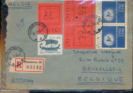 COVER RECOMMANDE WARZAWA 1966  TO BRUXELLES  BELGIQUE      2 SCANS - Storia Postale