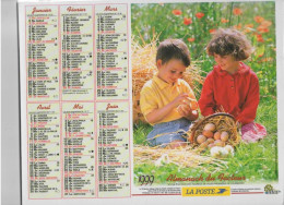 CALENDRIER ANNEE 1999, COMPLET, ENFANTS,  POUSSINS, PANIER D OEUFS, PETITE FILLE ET LAPIN   REF 13768 - Grand Format : 1991-00
