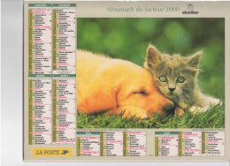 CALENDRIER ANNEE 2000, COMPLET, CHIEN ET CHATON, CHATONS ET POISSON   REF 13769 - Groot Formaat: 1991-00