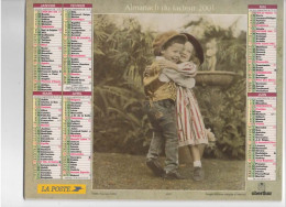 CALENDRIER ANNEE 2001, COMPLET, PETIT COUPLE D AMOUREUX, PETITE FILLE PROMENANT SON CHIEN   REF 13770 - Grand Format : 2001-...