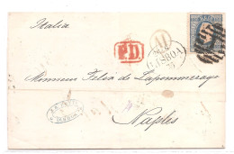 Portugal, 1885, # 44 Dent. 12 3/4, Para Naples - Covers & Documents