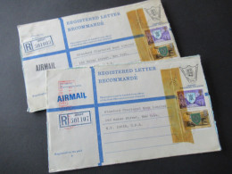 GB Jersey Channel Islands 1981 2x Registered Letter Postage And Registration Mit Marken Airmail Nach New York USA - Jersey