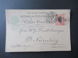 Brasilien 1907 Ganzsache 100 Reis Rio De Janeiro - Nürnberg / Übersse PK Mit Absender Stempel - Cartas & Documentos