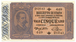 5 LIRE BIGLIETTO DI STATO EFFIGE UMBERTO I 06/08/1889 FDS-/FDS - Andere