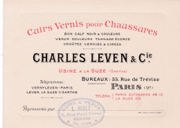 LA SUZE-SUR-SARTHE -72- Carte Commerciale - Cuirs Vernis Pour Chaussures Charles Leven & Cie Usine à La Suze - A16799/00 - La Suze Sur Sarthe