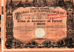 Action De Jouissance Au Porteur - Compagnie Parisienne D'Eclairage Et De Chauffage Par Le Gaz S.A. - Paris 1870. - Elektrizität & Gas