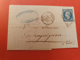 Napoléon 20ct ND Sur Lettre Avec Texte De Elbeuf Pour Draguignan En 1860, Ambulant Au Dos - Ref  2891 - 1849-1876: Classic Period
