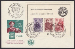 Belgique Belgie Belgium COB BL32 Bloc Feuillet Sur Enveloppe FDC 1960 Réfugiés Oblitération Charleroi - 1951-1960