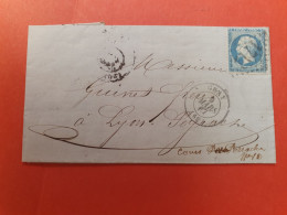 Napoléon 20ct Sur Lettre Avec Texte De Gray Pour Lyon En 1867, Cad De Bureau De Passe Au Dos - Ref  2893 - 1849-1876: Periodo Classico