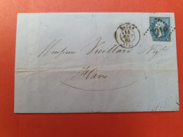 Napoléon 20ct Sur Lettre Avec Texte De Rouen Pour Le Havre En 1863 - Ref  2894 - 1849-1876: Periodo Classico