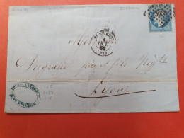 Napoléon ND 20ct Sur Lettre Avec Texte De St Etienne Pour Lyon En 1859 - Ref  2901 - 1849-1876: Klassik