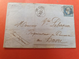 Napoléon ND 20ct Sur Lettre Avec Texte De Clichy La Garenne Pour Le Havre En 1862 - Ref  2904 - 1849-1876: Periodo Classico