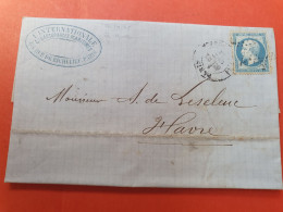 Napoléon  20ct Sur Lettre Avec Texte De Paris Pour Le Havre En 1865 - Ref  2906 - 1849-1876: Klassik