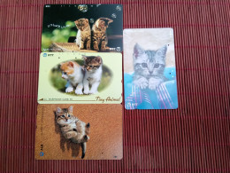 4 PHONECARDS CATS USED Rare - Cats