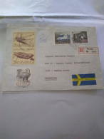 Sweden.reg Post 1988 To Argentina.from Norsjo.yv1478a Europa Raíl 88 Pair .1455 Pyrorgue.hawk Bird.back Op.def.e8 Reg Po - Briefe U. Dokumente