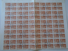 ZA484.9  ROMANIA   Sheet With   100 Stamps  60 Bani,  1971 Train Railway Station  Parcels Cancel Bucuresti  Cartare 1971 - Sonstige & Ohne Zuordnung