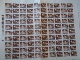 ZA484.18  ROMANIA   Sheet With   100 Stamps 40b  PORTO  Postage Due - Cancel Bucuresti    1973 - Andere & Zonder Classificatie