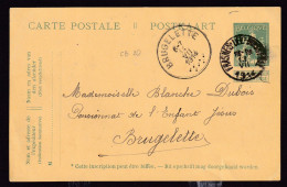DDFF 461 - Entier Pellens T2R FRASNES Lez BUISSENAL 1914 Vers BRUGELETTE - COBA 8 EUR Vers COBA 20 EUR (s/TP Détachés) - Tarjetas 1909-1934