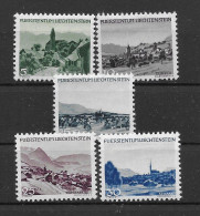 Liechtenstein 1944 Landschaften  Mi.Nr. 225/26/27/29/30 ** Postfrisch - Ungebraucht