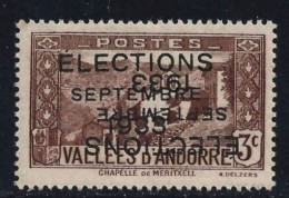 ● ANDORRE 1933 ● ELECTIONS SEPTEMBRE 1933 ● Varietà : Doppia Soprastampa Di Cui Una Capovolta ️● Cat. 1800 € ️● L. 12 ️● - Nuevos