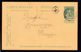 DDFF 469 - Entier Pellens T2R RUDDERVOORDE 1913 Vers BRUGGE (Facteur 16) - COBA 8 EUR (s/TP Détaché) - Briefkaarten 1909-1934