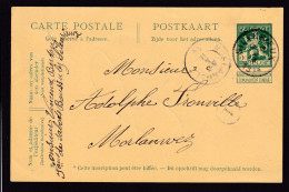 DDFF 472 - Entier Pellens BOUSSU Lez WALCOURT Via T2R SILENRIEUX 1914 Vers MORLANWELZ - COBA 8 EUR (s/TP Détaché) - Postcards 1909-1934