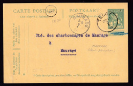 DDFF 474 - Entier Pellens T2R TROOZ 1914 Vers T2R MAURAGE - COBA 8 EUR Vers COBA 30 EUR (s/TP Détachés) - Cartes Postales 1909-1934