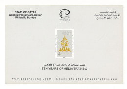QATAR NEW STAMPS ISSUE BULLETIN / BROCHURE / POSTAL NOTICE - 2014 TEN YEARS OF AL JAZEERA MEDIA TRAINING, TV CHANNEL - Qatar