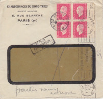 Lettre "Charbonnages" Obl. Paris 22 Le 2 Juin 48 Sur 1F50 Dulac N° 691 X 4 (tarif Du 6/7/47) + Retour à L'Envoyeur - 1944-45 Marianne Of Dulac