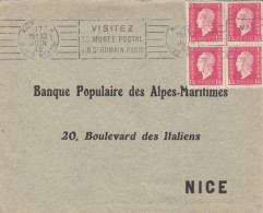 Lettre "Banque Populaire" Obl. RBV Nice Le 17 Juin 48 Sur 1F50 Dulac N° 691 X 4 (tarif Du 6/7/47) Pour Nice - 1944-45 Marianne Van Dulac