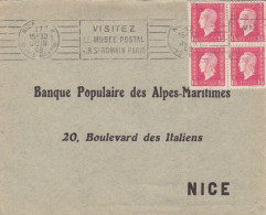 Lettre "Banque Populaire" Obl. RBV Nice Le 17 Juin 48 Sur 1F50 Dulac N° 691 X 4 (tarif Du 6/7/47) Pour Nice - 1944-45 Marianne Of Dulac