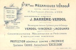 Carte Visite Commerciale Des Mécaniques Barrème-Verdol à Lyon Métiers à Tisser Système Jacquard Vincenzi - Cartoncini Da Visita