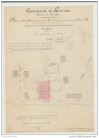 RARE Ancien Plan Original De Géomètre 1904 Commune LOMME CANTELEU Plan & Surface Signé Perte Géomètre Prop DESRUELLE - Cartes Topographiques