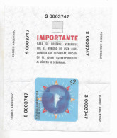 ARGENTINA 2002 SPECIAL STAMP FOR USE IN BRANCHES SELF-ADHESIVE CAJA ENVIO - Neufs