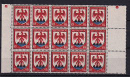 D 749 / N° 758 VARIETE CADRE DECALE BLOC DE 15 NEUF** - Unused Stamps