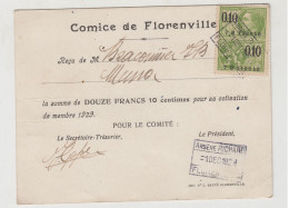 1929 0.10 TAXE FISCALE - TIMBRE SUR CARTE COMICE DE FLORENVILLE - Postzegels