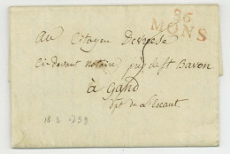86 MONS Pour GAND Gent Belgique 1799 - 1792-1815: Conquered Departments