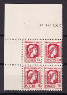 D 749 / N° 638 VARIETE POINT E DE POSTE BLOC DE 4 NEUF** - Unused Stamps