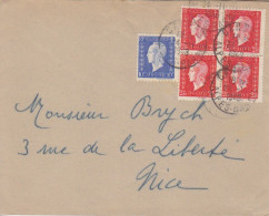 Lettre Obl. Cannes Le 24/11/48 Sur 10c Et 2F40 X 4 Dulac N° 682, 693 X 4 (tarif Du 21/11/48) Pour Nice - 1944-45 Marianne De Dulac