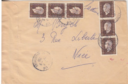 Lettre Obl. Paris 108 Le 21/9/56 Sur 2F X 6 Dulac N° 692 (tarif Du 15/5/50, Imprimés 3° échelon) Pour Nice - 1944-45 Marianne De Dulac