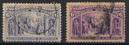 Dos Sellos 6 Ctvos 1893, Recepcion COLON En Barcelona, VARIEDAD Color.  Yvert Num 86-86a º - Used Stamps