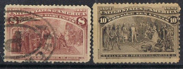 Dos Sellos 8 Y 10 Ctvos 1893, Imagenes COLON Y Los Indios, VARIEDAD Color.  Yvert Num 87-88 º - Used Stamps