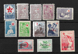 Turkey 1943-1955 Lot Of 12 Mint Stamps, For Children's Aid, Red Crescent Edition. MH/MLH/MNH - Nuovi