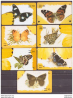 UNITED ARAB EMIRATES USED PHONE CARDS ON SEVEN DIFFERENT BUTTERFLIES - Vlinders
