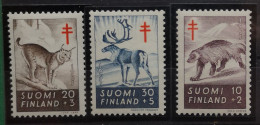 Finnland 1961 Tuberkulose Wildtiere Mi 536/38** Set - Nuovi