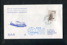 "SCHWEDEN" 1974, SAS-Jubilaeumsflugbrief "Stockholm-Bangkok" (5332) - Brieven En Documenten