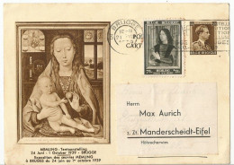 Belgique Belgie EP Carte Postale 40c. Expo Memling Brugge + Oblitération Spéciale + Timbre Memling 1939 - Postkarten 1934-1951
