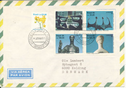 Brazil Air Mail Cover Sent To Denmark 30-3-1991 Topic Stamps In A Block Of 4 - Posta Aerea