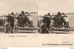 ALGERIE  BISKRA Atatich ( Palanquin )  Carte Stéréo - Stereoskopie