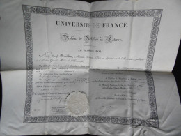 Diplôme De Bachelier Es Lettres Sur Vélin 14 Aout 1830 Académie Orléans    HO63 - Diplômes & Bulletins Scolaires